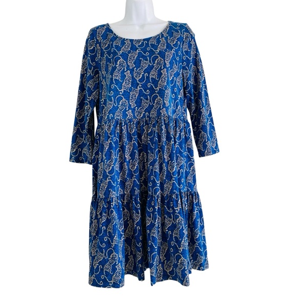Lily Pulitzer Blue Cheetah Easy To Spot Geanna Swing Dress Size M - Picture 2 of 7
